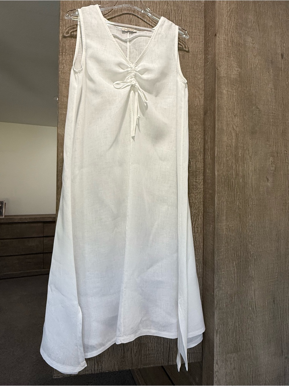 Francesca Bettini Dress Women M
White Linen Sleeveless VNeck Maxi
Lagenlook Boho